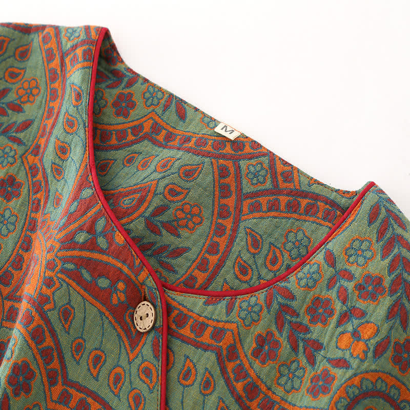 Greta - Vintage Jacquard Round Neck Loungewear Set
