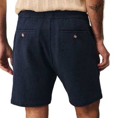 Men's Casual Breathable Cotton Blended Pleated Fabric Elastic Shorts MTA2495E2M