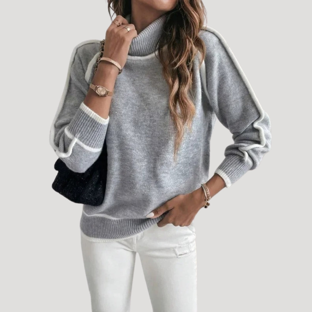 Chelsea - Soft contrast-trim turtleneck sweater