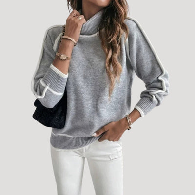 Chelsea - Soft contrast-trim turtleneck sweater