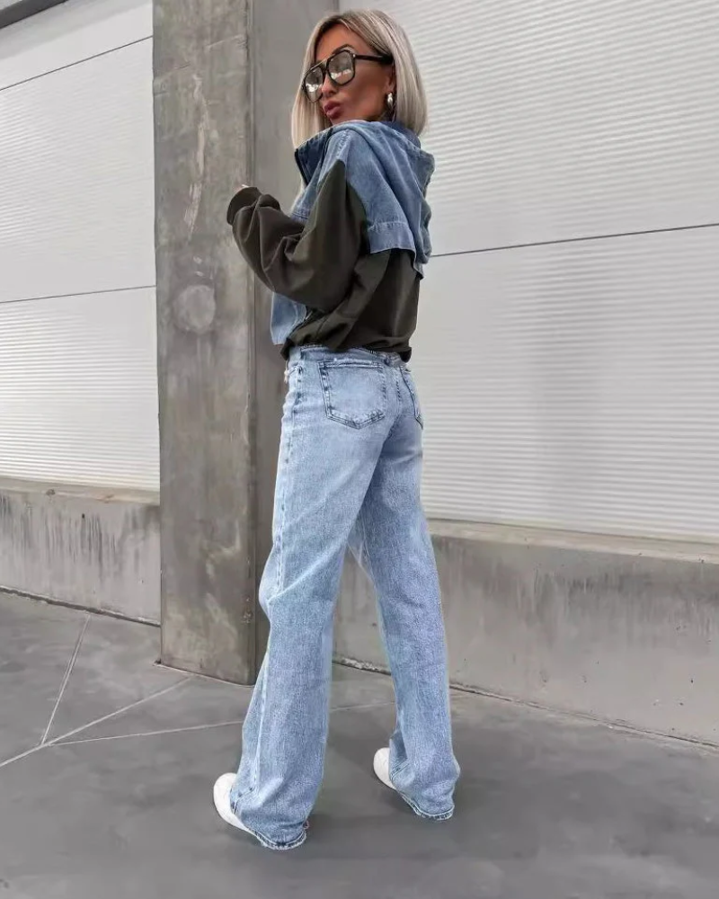 Maliya - Denim Panel Hoodie