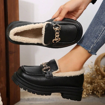Poppy - Warm Comfy Chunky Loafers with Fleece Lining