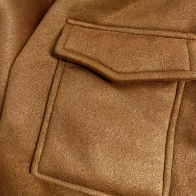Men's Vintage Winter Lambswool Warm Lapel Multi-pocket Thick Coat 41317609M