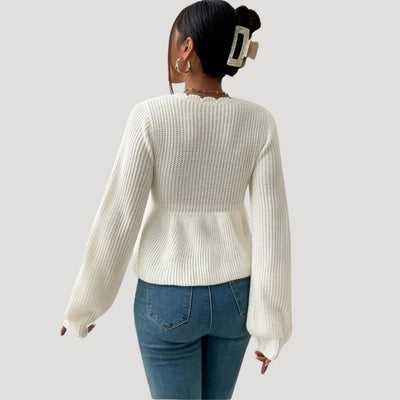 Kathleen - Scalloped-edge babydoll sweater