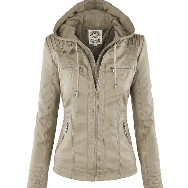 Deza - Hooded Vegan Leather Jacket
