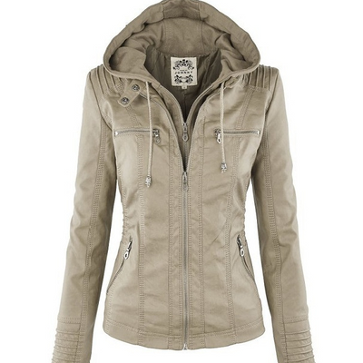 Deza - Hooded Vegan Leather Jacket