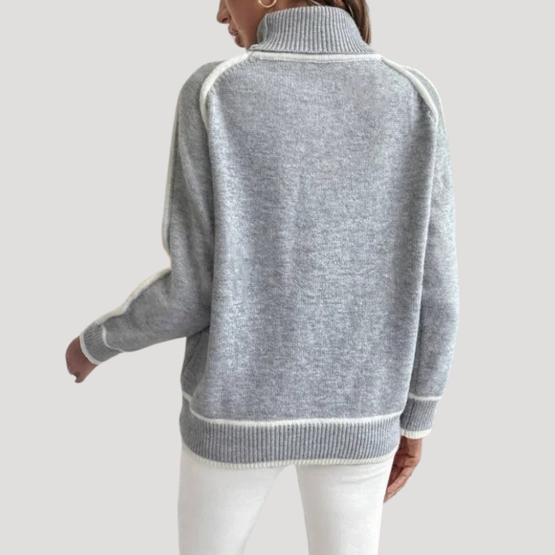 Chelsea - Soft contrast-trim turtleneck sweater