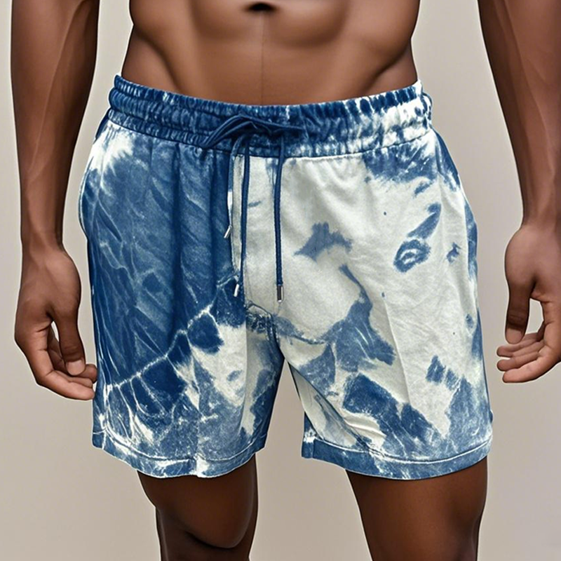 Men's Fashion Tie-dye Elastic Waist Sports Shorts MTA1937E1Z