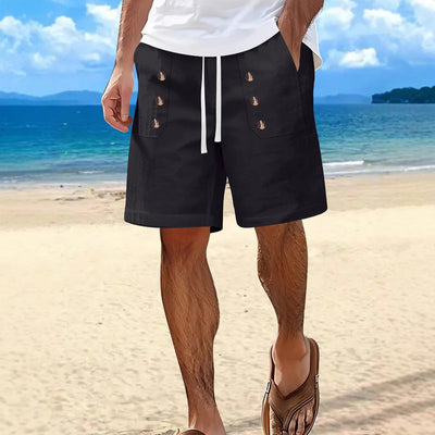 Men's Solid Color Casual Double-Breasted Shorts MTA2258E3X