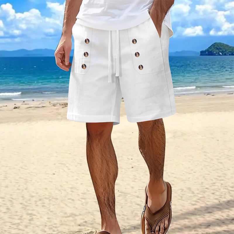 Men's Solid Color Casual Double-Breasted Shorts MTA2258E3X