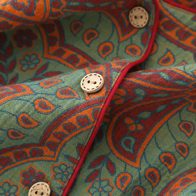 Greta - Vintage Jacquard Round Neck Loungewear Set