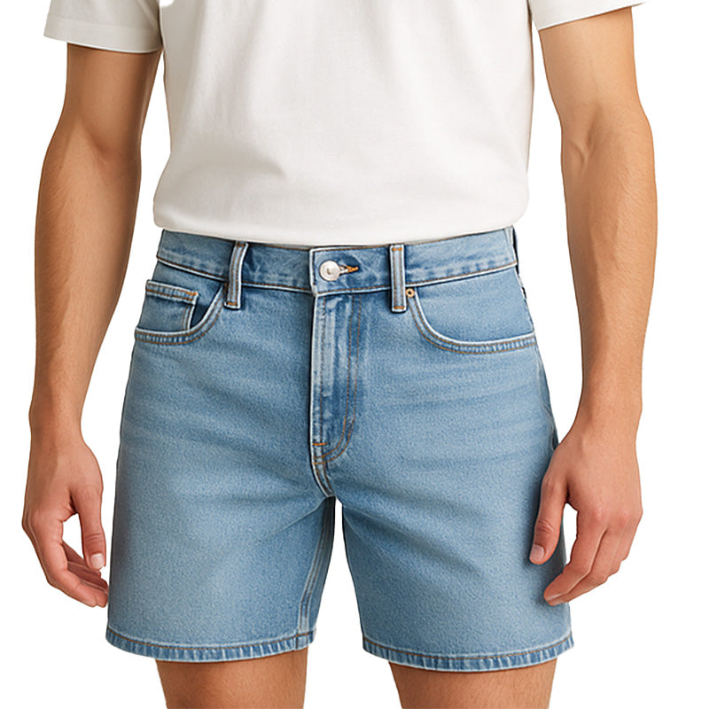 Men's Summer Fashion Light Washed Denim Shorts MTA1682E3P