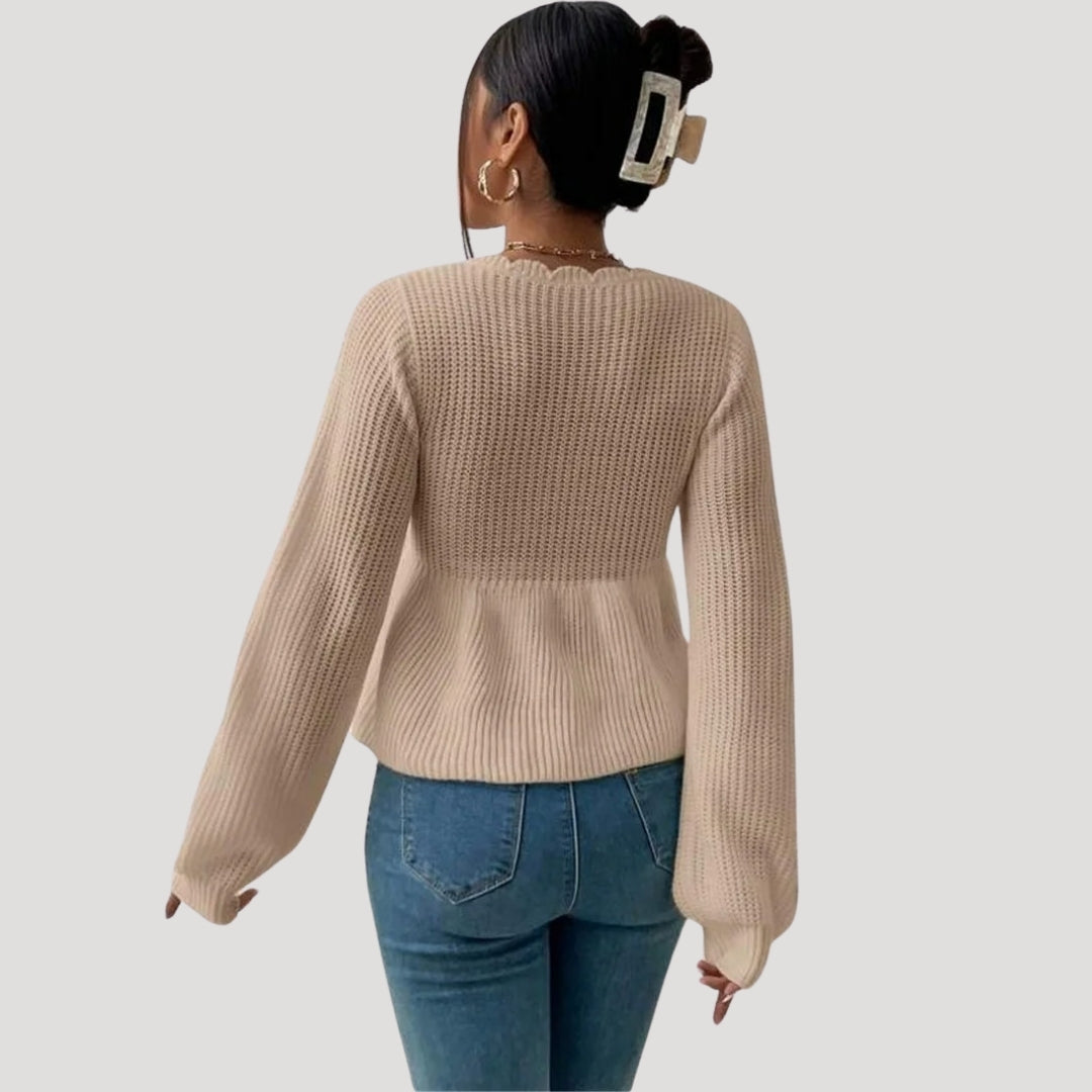 Kathleen - Scalloped-edge babydoll sweater