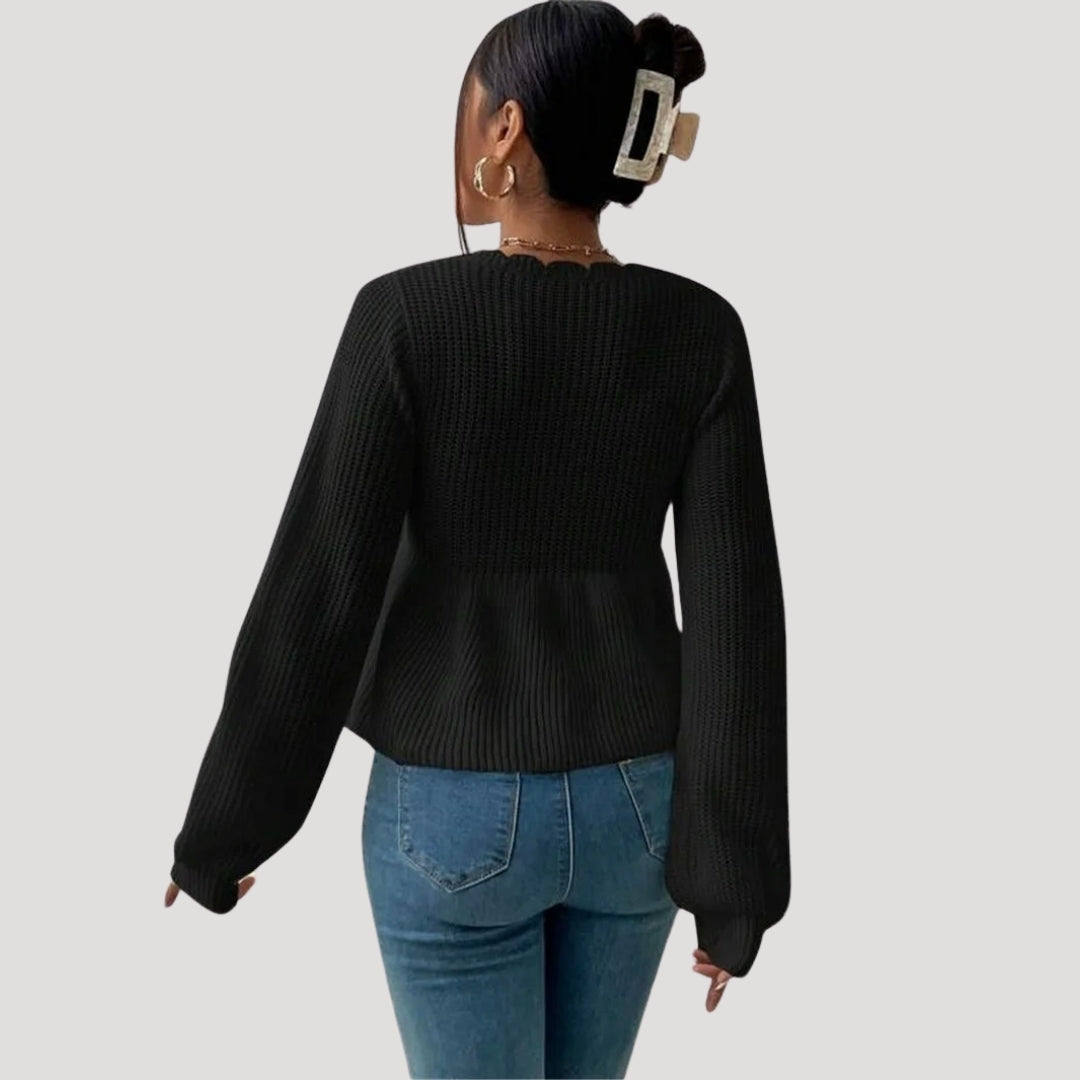 Kathleen - Scalloped-edge babydoll sweater