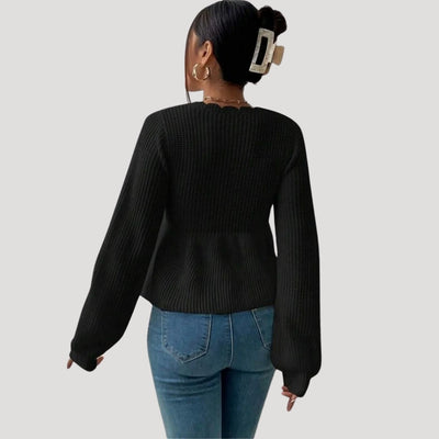 Kathleen - Scalloped-edge babydoll sweater