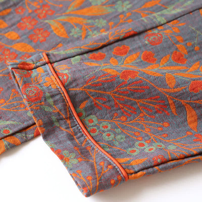 Maisie - Vintage Leaf Cotton Lapel Loungewear Set