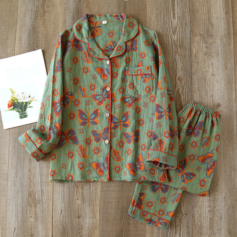 Tahlie - Vintage Butterfly Print Loungewear Set