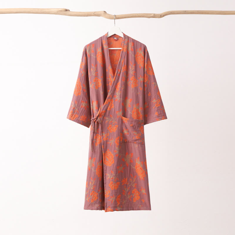 Monica - Jacquard Cotton V-Neck Bathrobe Pajama