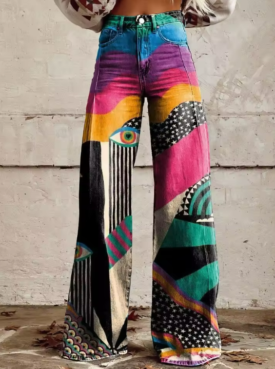 Anaïs | Abstract Print Flared Pants