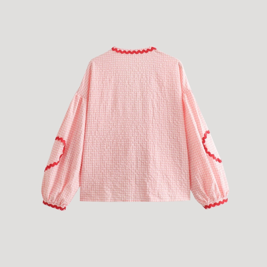 Ingrid - Gingham tie-front heart cardigan