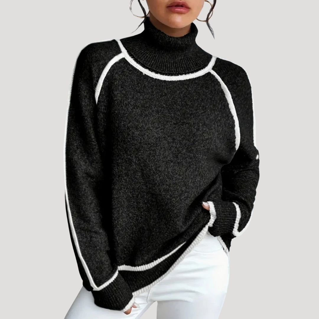 Chelsea - Soft contrast-trim turtleneck sweater