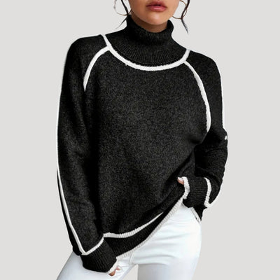 Chelsea - Soft contrast-trim turtleneck sweater