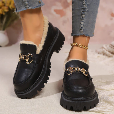 Poppy - Warm Comfy Chunky Loafers with Fleece Lining