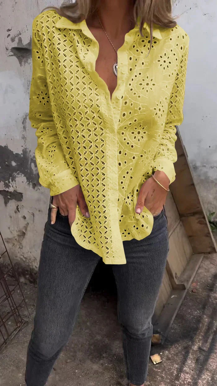 Lyda - Eyelet Lace Button-Up