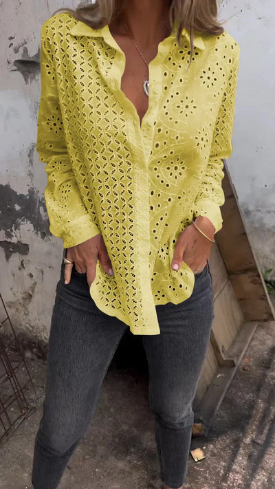 Lyda - Eyelet Lace Button-Up