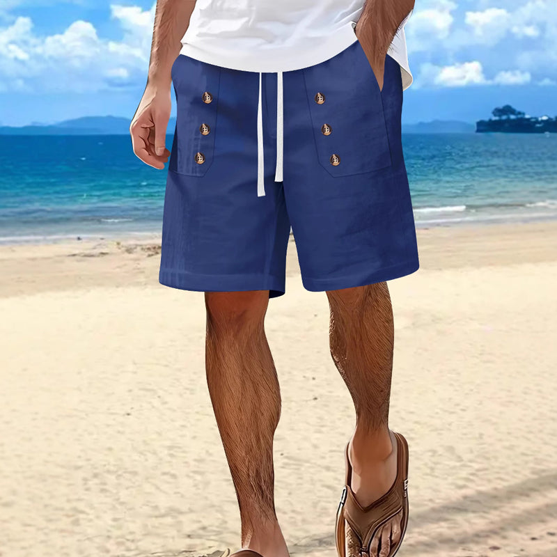 Men's Solid Color Casual Double-Breasted Shorts MTA2258E3X