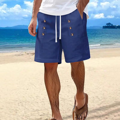 Men's Solid Color Casual Double-Breasted Shorts MTA2258E3X