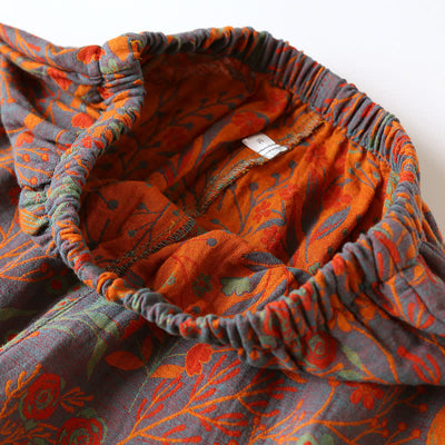 Maisie - Vintage Leaf Cotton Lapel Loungewear Set