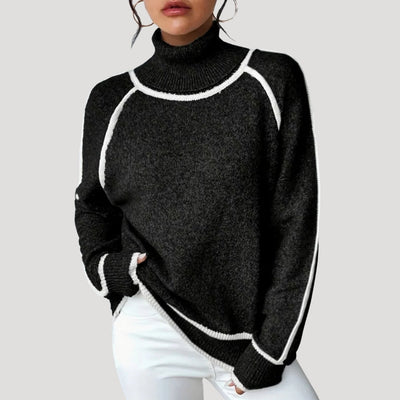 Chelsea - Soft contrast-trim turtleneck sweater