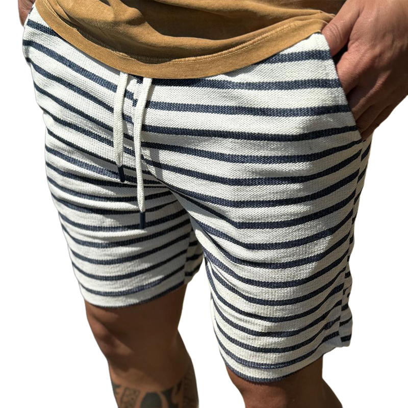 Men's Retro Casual Street Fashion Handsome Striped Shorts MTA2188E0TO
