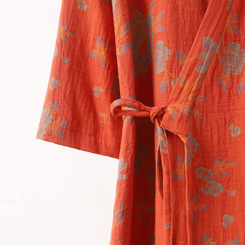 Monica - Jacquard Cotton V-Neck Bathrobe Pajama