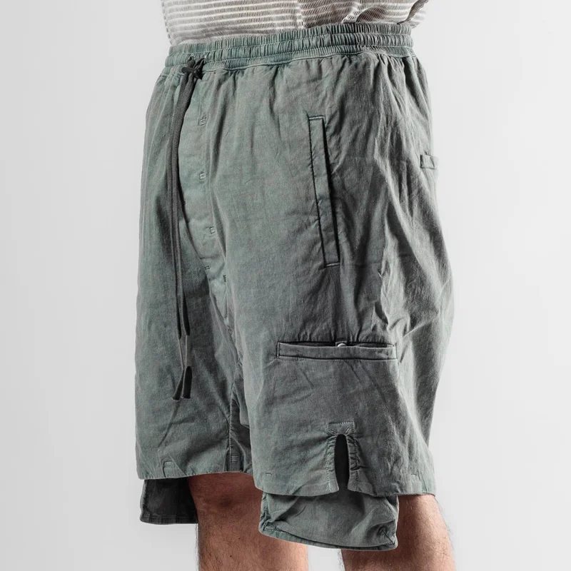 Men's Fashion Solid Multi-pocket Elastic Waist Casual Shorts MTA1335E7Z
