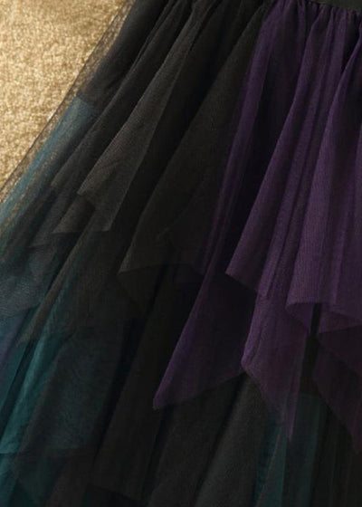 Art -  Casual Tulle Asymmetrical Patchwork Fall Skirt