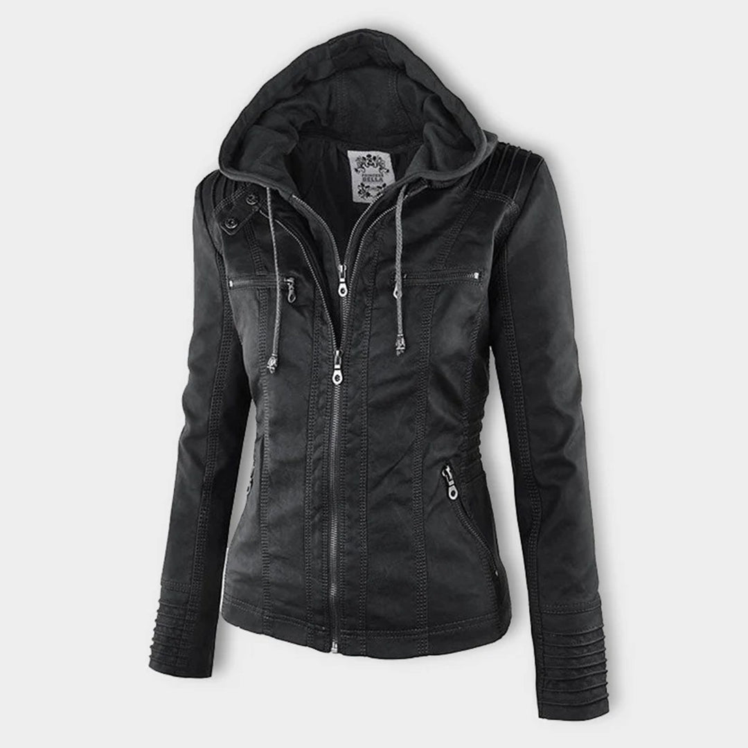 Deza - Hooded Vegan Leather Jacket