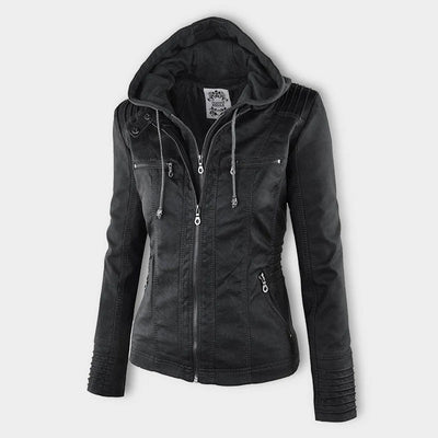 Deza - Hooded Vegan Leather Jacket