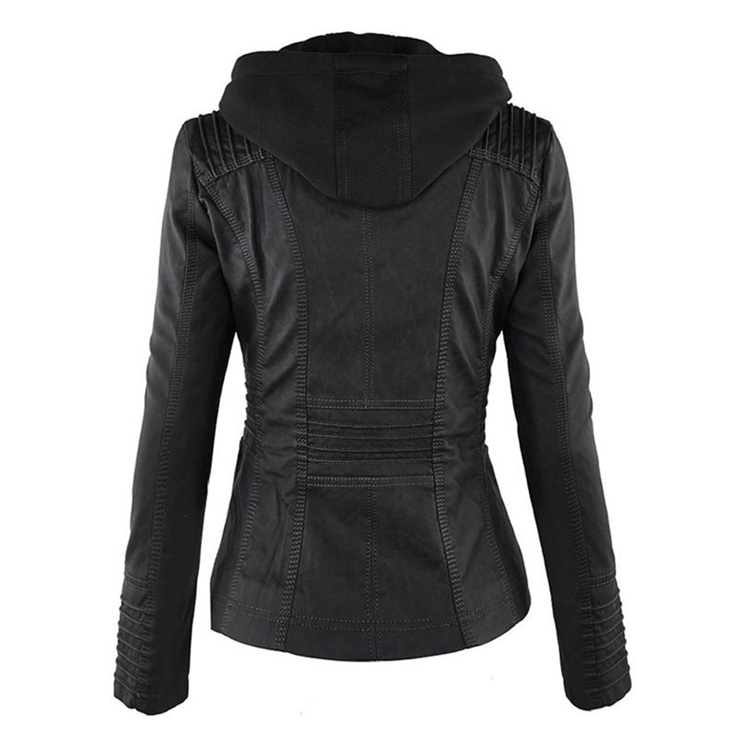 Deza - Hooded Vegan Leather Jacket