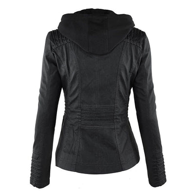 Deza - Hooded Vegan Leather Jacket
