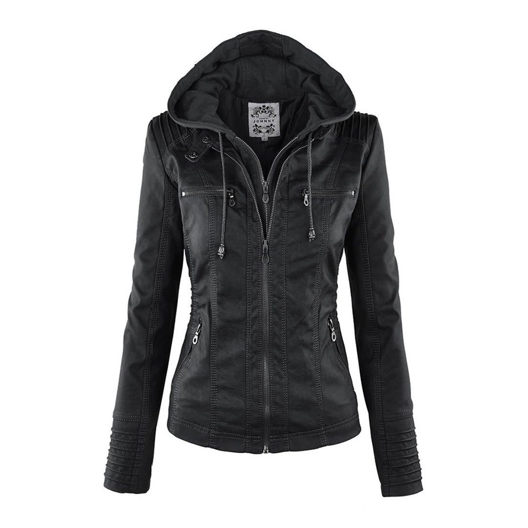 Deza - Hooded Vegan Leather Jacket