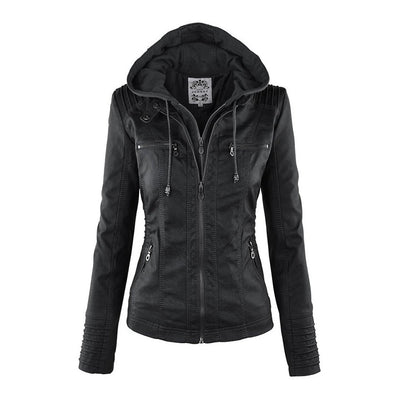Deza - Hooded Vegan Leather Jacket