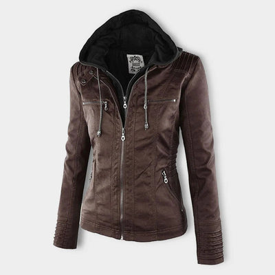 Deza - Hooded Vegan Leather Jacket