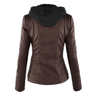 Deza - Hooded Vegan Leather Jacket