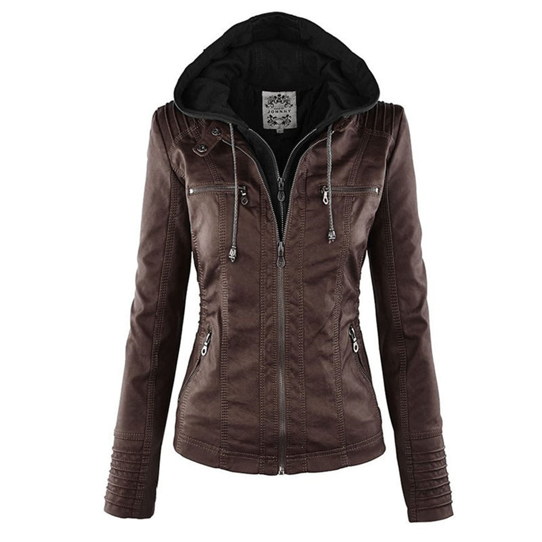Deza - Hooded Vegan Leather Jacket