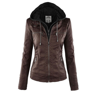 Deza - Hooded Vegan Leather Jacket