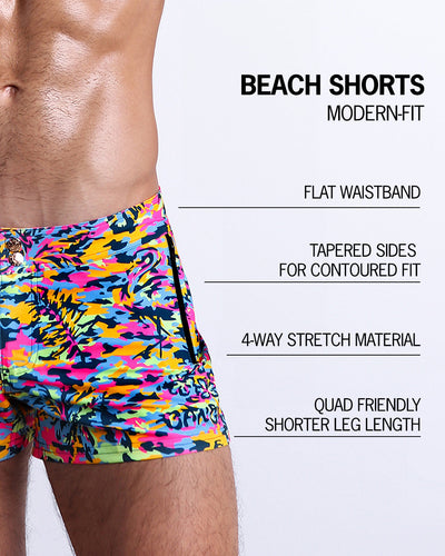 CAMO POP (NEON MIX) - Beach Shorts