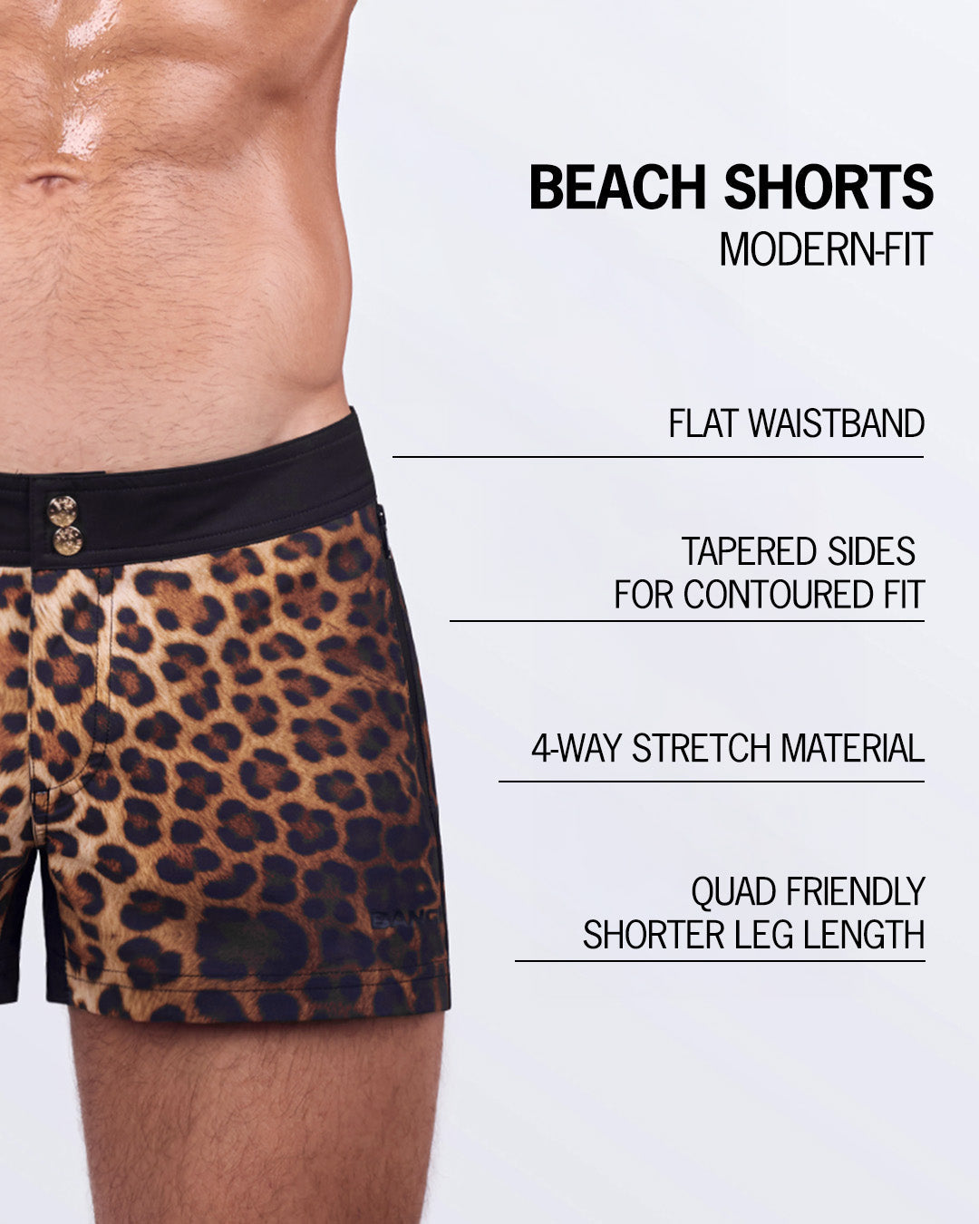 CASINO ROYALE (LEOPARD + BLACK) - Beach Shorts