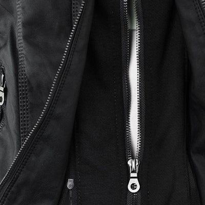 Deza - Hooded Vegan Leather Jacket